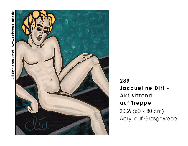 Jacqueline Ditt - Akt sitzend auf Treppe (Nude sitting on Stairs)