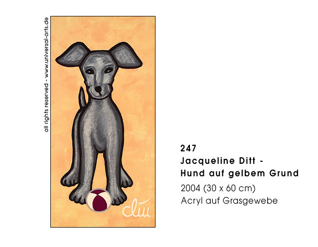 Jacqueline Ditt - Hund auf gelbem Grund (Dog on yellow Font)