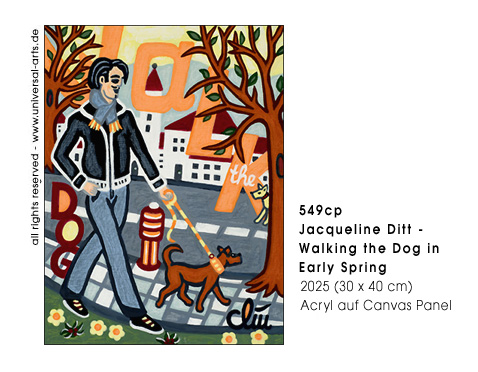 Jacqueline Ditt - Walking The Dog in Early Spring (Den Hund im Vorfrühling spazieren führen)
