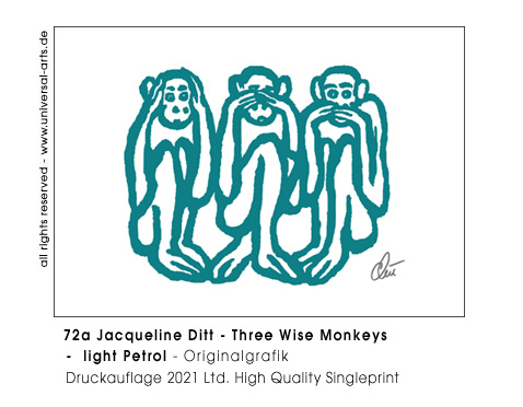 Jacqueline Ditt - Three wise Monkeys - light Petrol (Drei weise Affen - hell Petrol) 