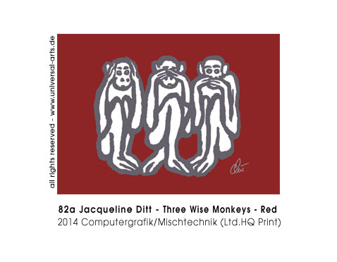 Jacqueline Ditt - Three Wise Monkeys - red (Drei Weise Affen - rot) 