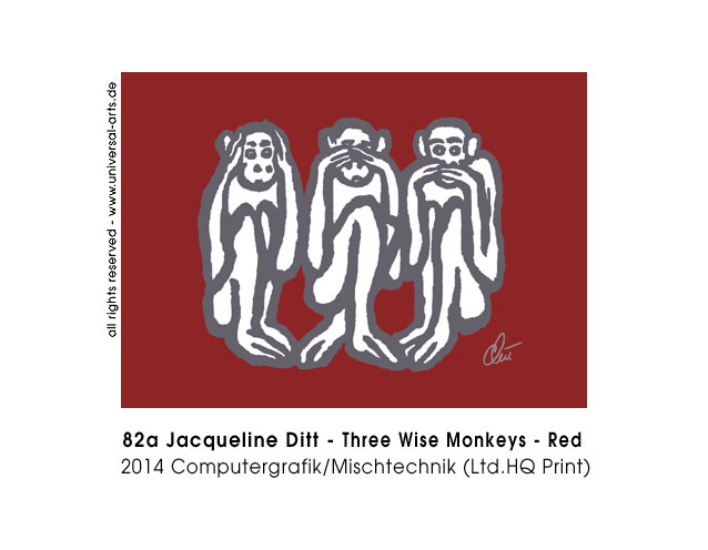 Jacqueline Ditt - Three Wise Monkeys - red (Drei Weise Affen - rot)