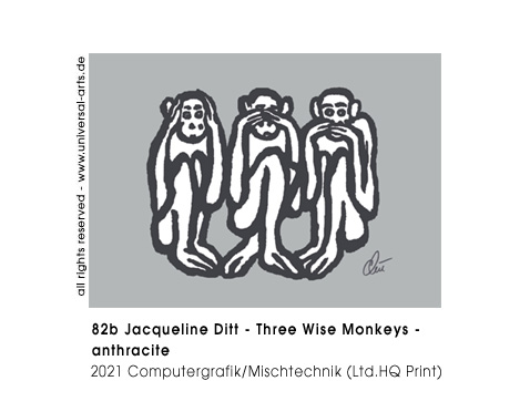 Jacqueline Ditt - Three Wise Monkeys - anthracite (Drei Weise Affen - anthrazit)