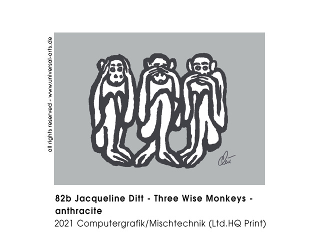 Jacqueline Ditt - Three Wise Monkeys - anthracite (Drei Weise Affen - anthrazit)