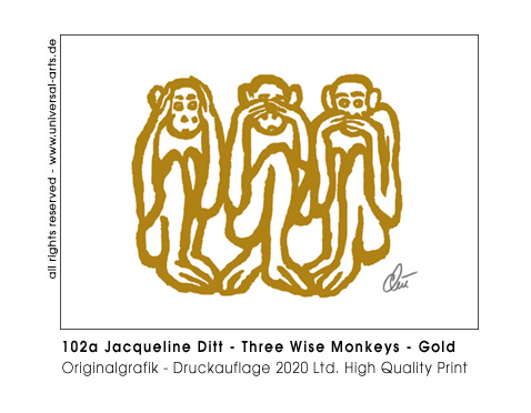 Jacqueline Ditt - Three wise Monkeys - Gold (Drei weise Affen - Gold)