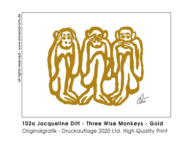 Jacqueline Ditt - Three wise Monkeys - Gold (Drei weise Affen - Gold)