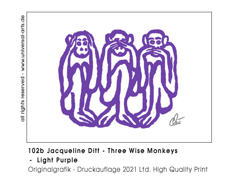 Jacqueline Ditt - Three wise Monkeys - light Purple (Drei weise Affen - hell Lila)