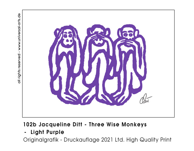 Jacqueline Ditt - Three wise Monkeys - Three wise Monkeys - light Purple (Drei weise Affen - hell Lila)