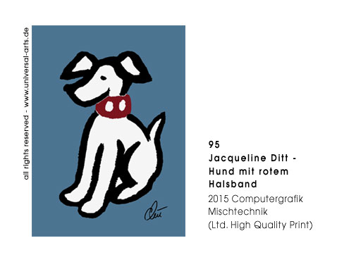 Jacqueline Ditt - Hund mit rotem Halsband  (Dog with red Collar) 