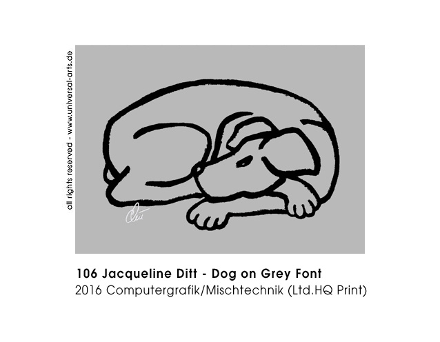 Jacqueline Ditt - Dog on Grey Font (Hund auf grauem Grund)
