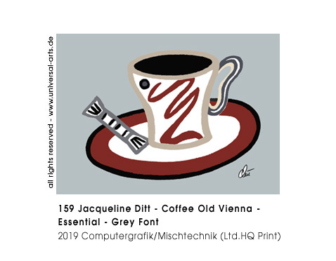 Jacqueline Ditt - Coffee Old Vienna - Essential - Grey Font  (Kaffee Alt Wien - Essenziell - Grauer Grund)