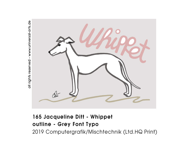 Jacqueline Ditt - Whippet outline - Grey Font Typo