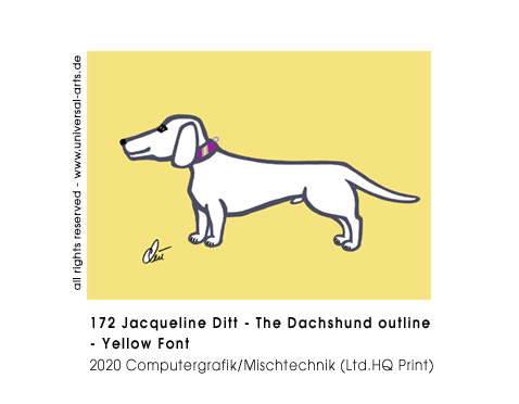 Jacqueline Ditt - The Dachshund outline - Yellow Font