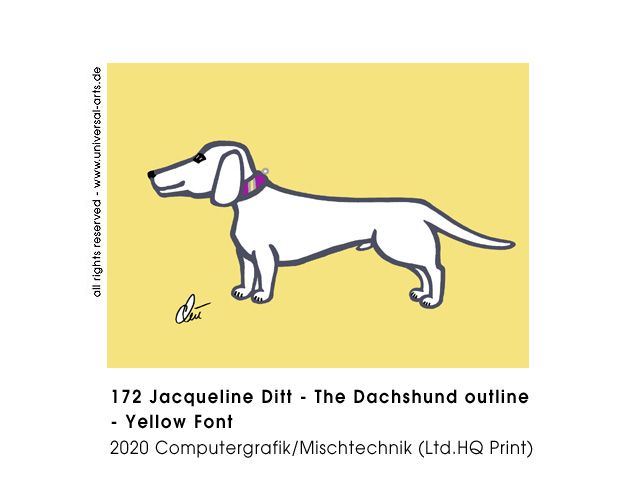Jacqueline Ditt - The Dachshund outline - Yellow Font