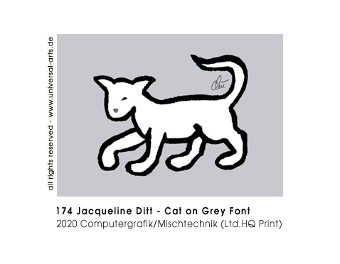 Jacqueline Ditt - Cat on Grey Font (Katze auf Grauem Hintergrund)