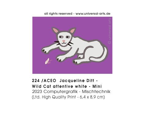 Jacqueline Ditt - Wild Cat attentive white - Mini  (Wildkatze aufmerksam weiss - Mini)
