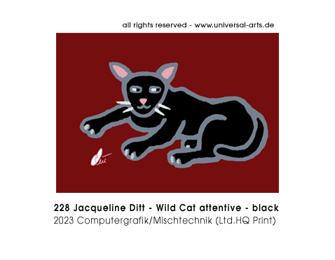 Jacqueline Ditt - Wild Cat attentive - black (Wildkatze aufmerksam - schwarz)