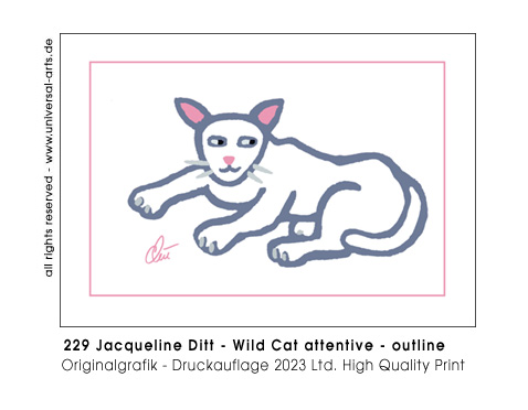 Jacqueline Ditt - Wild Cat attentive - outline (Wildkatze aufmerksam - outline)