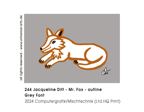 Jacqueline Ditt - Mr.Fox - outline - Grey Font (Herr Fuchs - outline Grauer Hintergrund)
