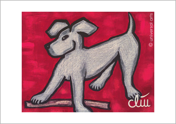 Jacqueline Ditt - Hund auf rotem Grund (Dog on red Font)