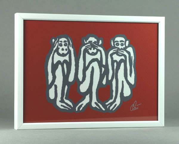 Jacqueline Ditt - Three Wise Monkeys - red (Drei Weise Affen - rot)