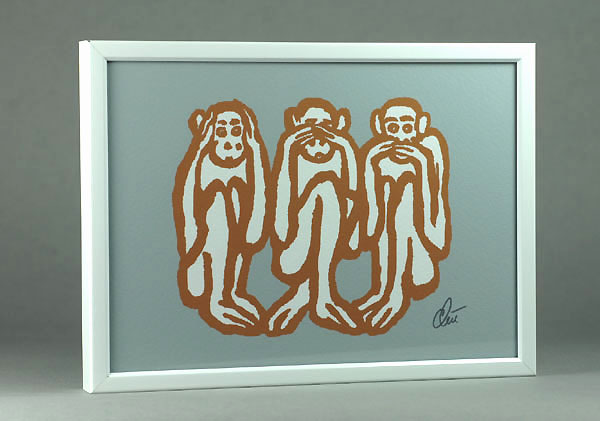 Jacqueline Ditt - Three Wise Monkeys - hazel  (Drei Weise Affen - Haselnuss farben)
