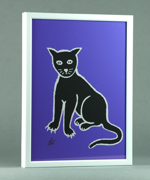 Jacqueline Ditt - Black Cat - Purple Font  (Schwarze Katze - Lila Grund)